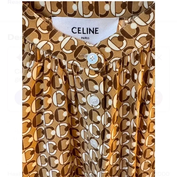 Celine Women's Geometric Silk Maxi Dress - Camel - Picture 3 of 4